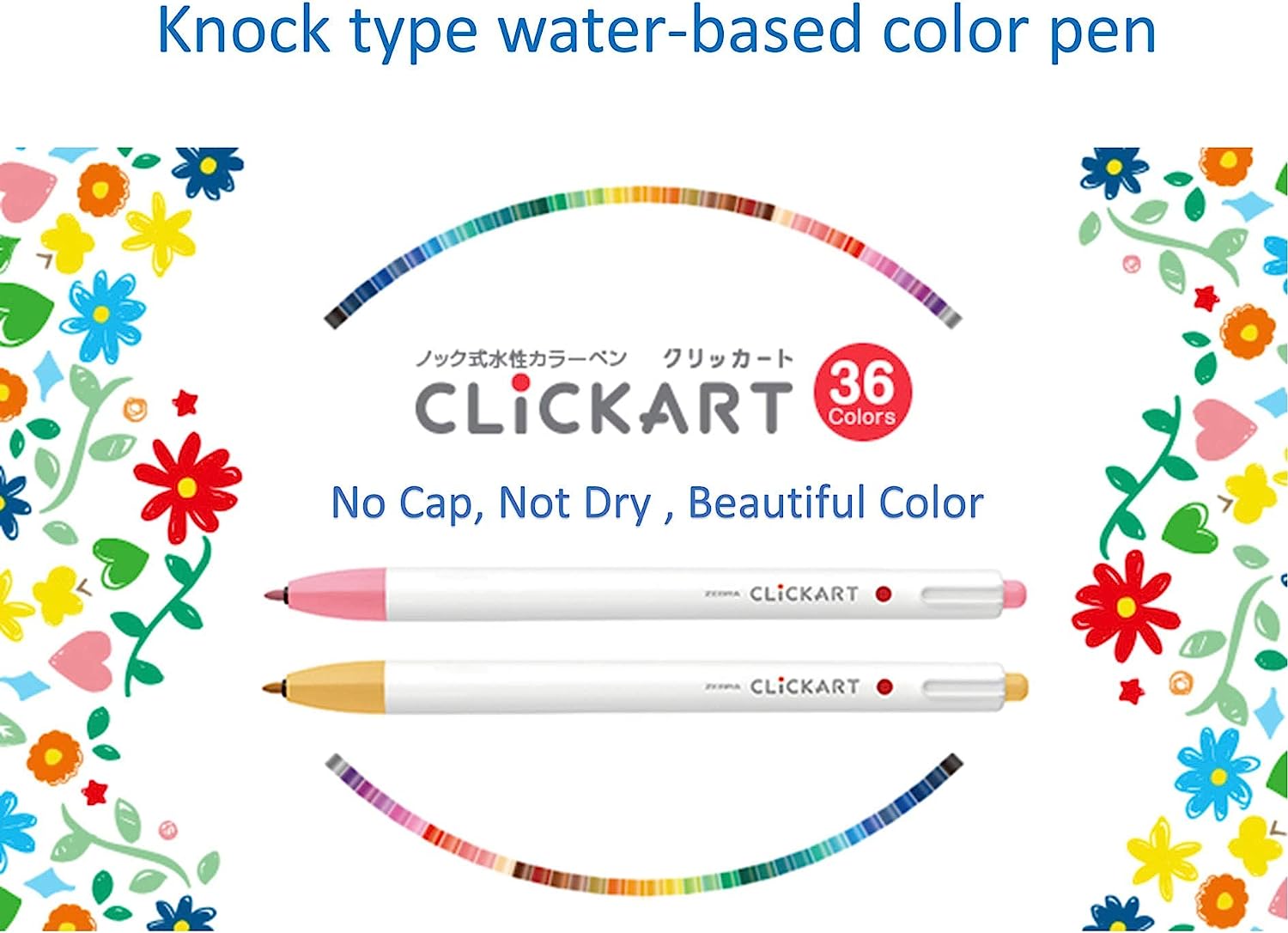 Zebra Pen ClickArt Retractable Marker Set, 0.6mm, 36 Multi-Colors