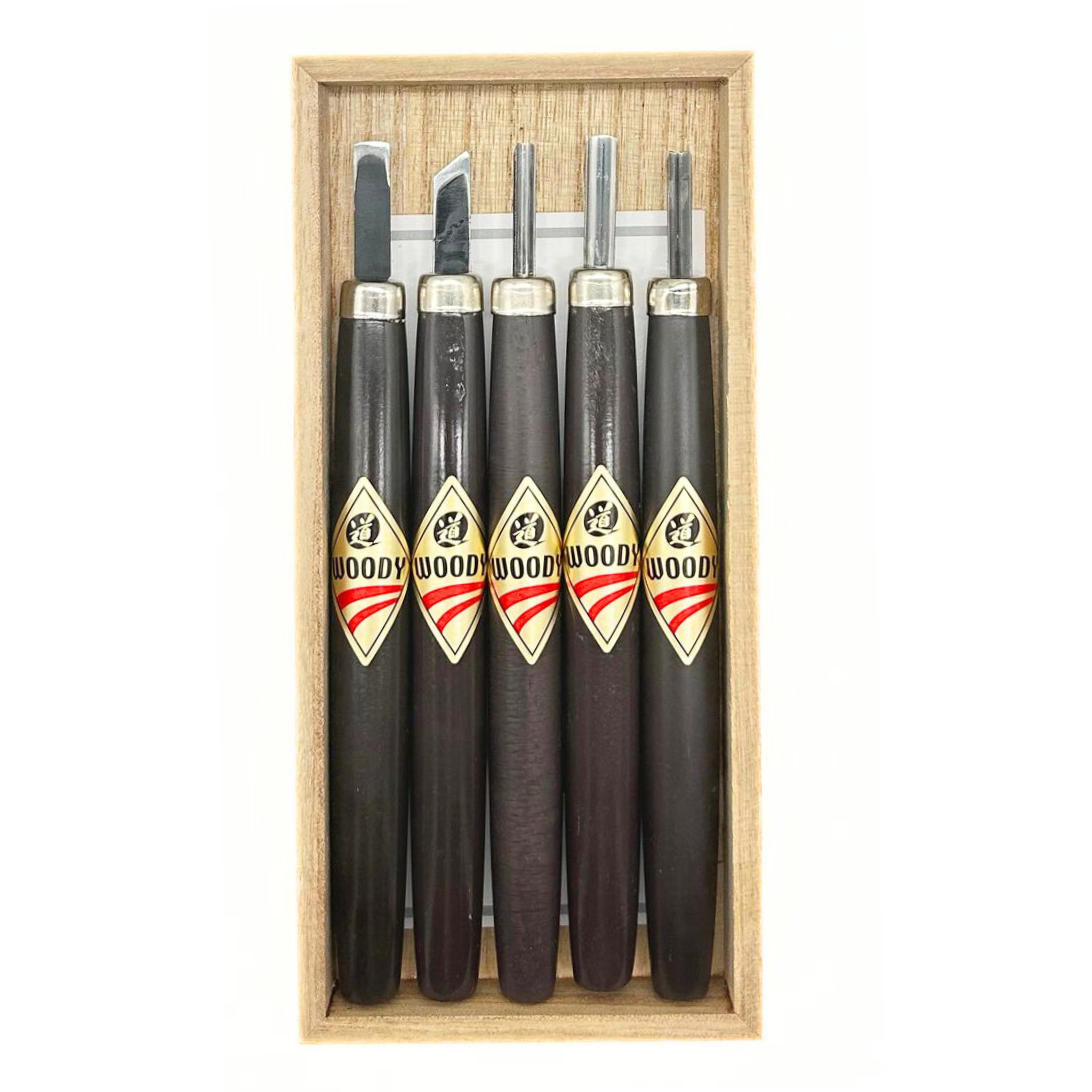 Michihamono WOODY Japanese Wood Carving Knives, 5 piece Chisel & Gouge ...