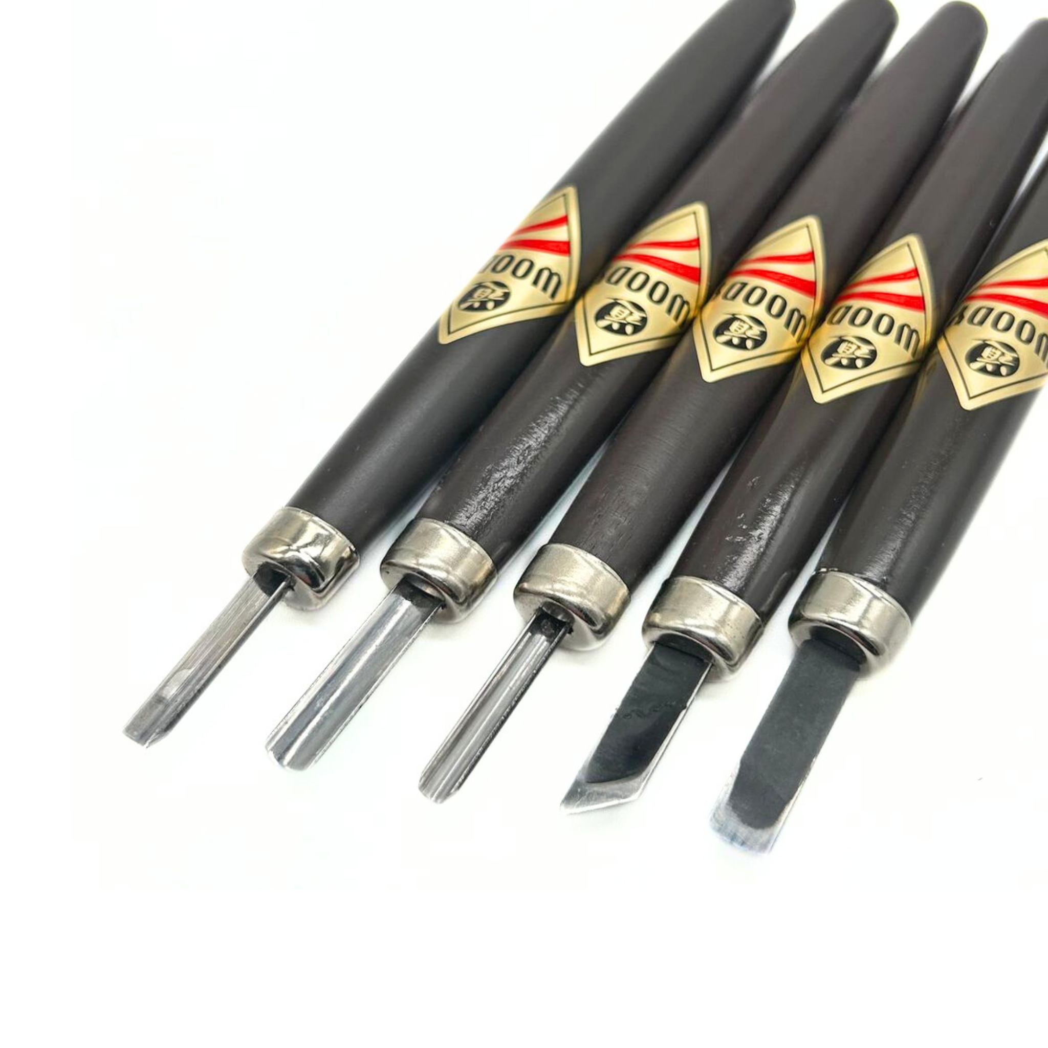 Michihamono WOODY Japanese Wood Carving Knives, 5 piece Chisel & Gouge ...