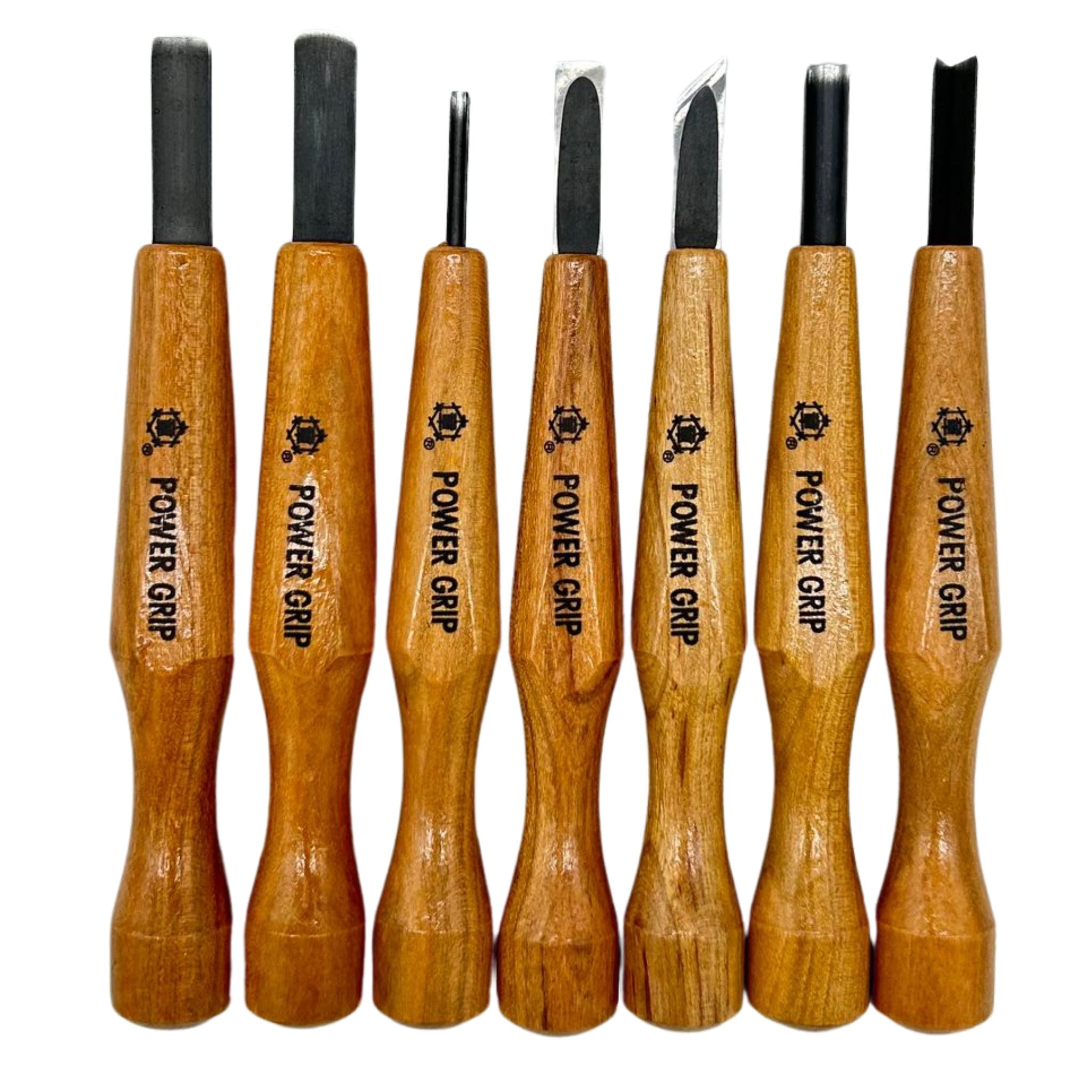 Mikisyo POWER GRIP Wood Carving Chisels & Gouges, 7 pieces Set, Made in Japan