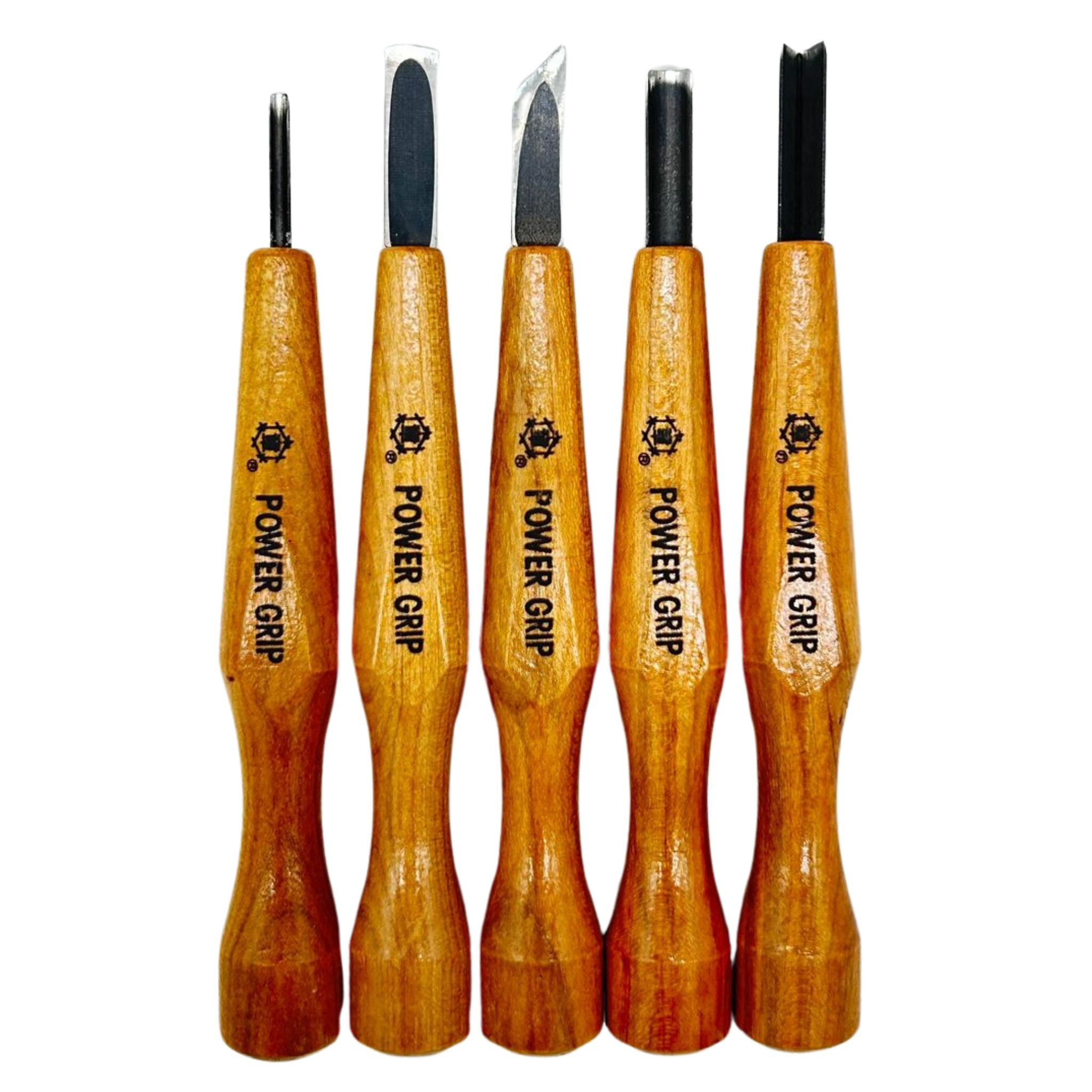 Mikisyo POWER GRIP Wood Carving Chisels & Gouges, 5 pieces Set, Made i ...